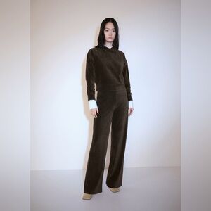 Mango khaki Co-ord set corduroy sweatshirt + pants NWT